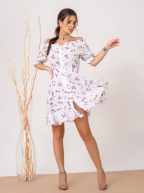 Платье мини ISSA Plus модель SA-461_whitepink Фото