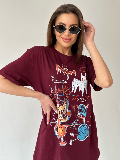 Футболка ISSA Plus модель WN20-442_burgundy Фото