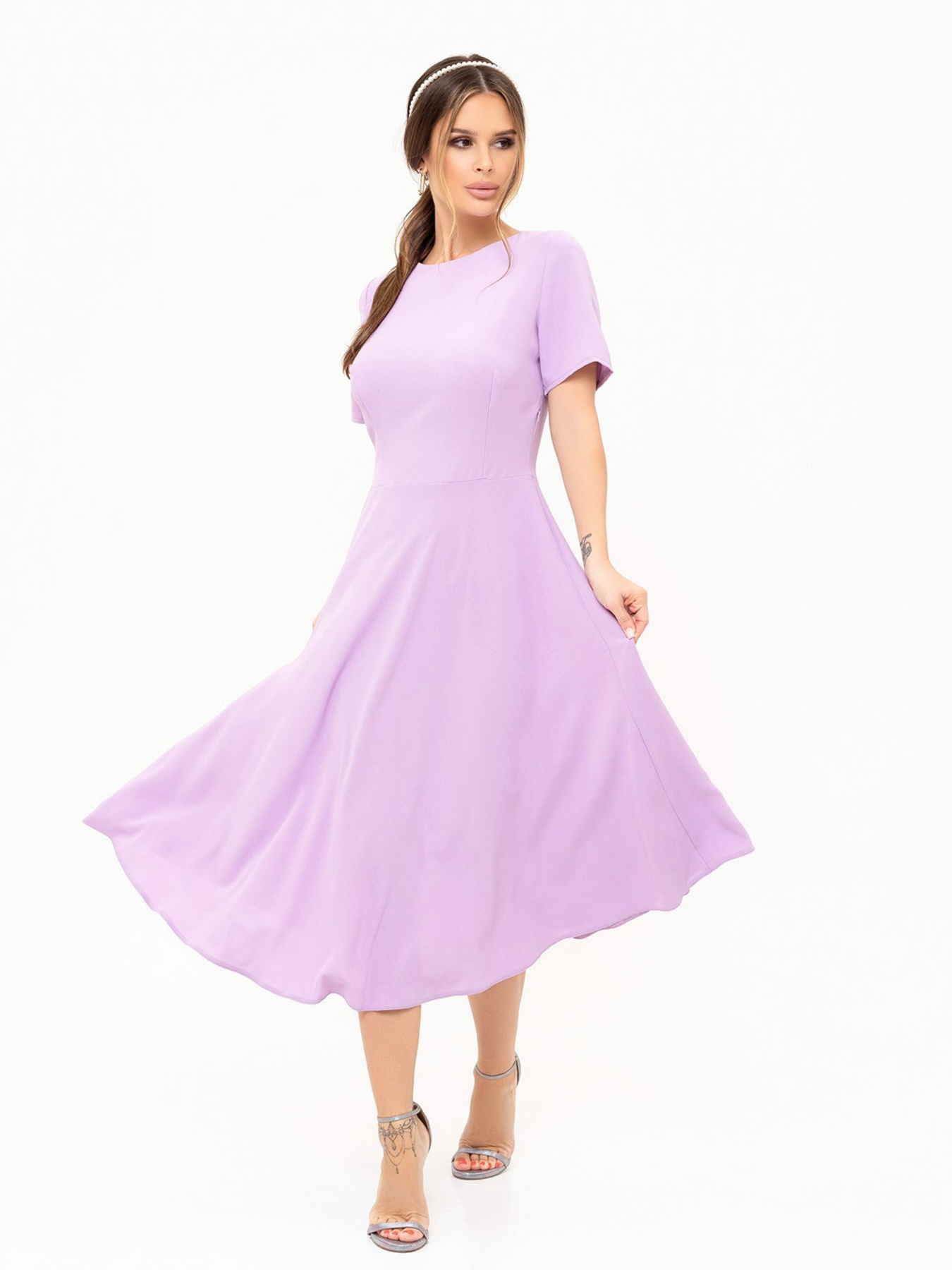 Платье миди ISSA Plus модель 13892_lilac Платье миди ISSA Plus модель 13892_lilac Фото