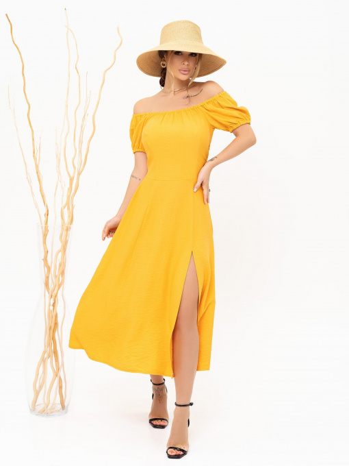 Платье миди ISSA Plus модель 13898_mustard Фото