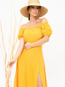Сукня міді ISSA Plus модель 13898_mustard Сукня міді ISSA Plus модель 13898_mustard Фото