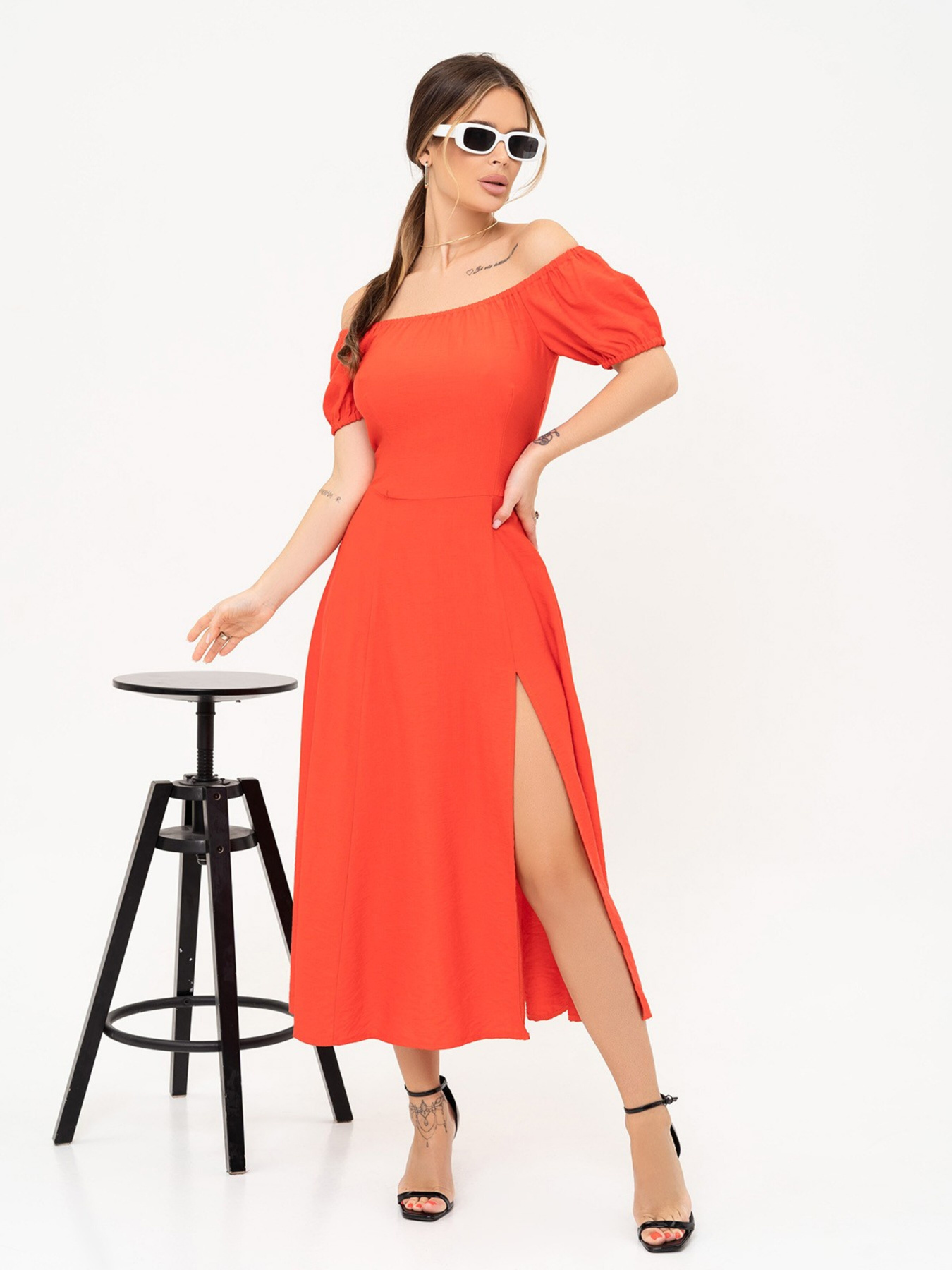 Сукня міді ISSA Plus модель 13898_coral Фото