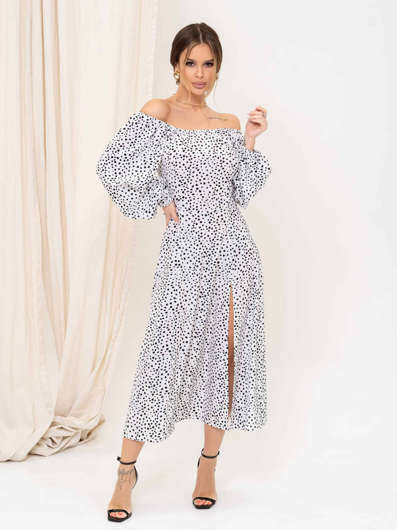 Платье миди ISSA Plus модель 13899_white Фото