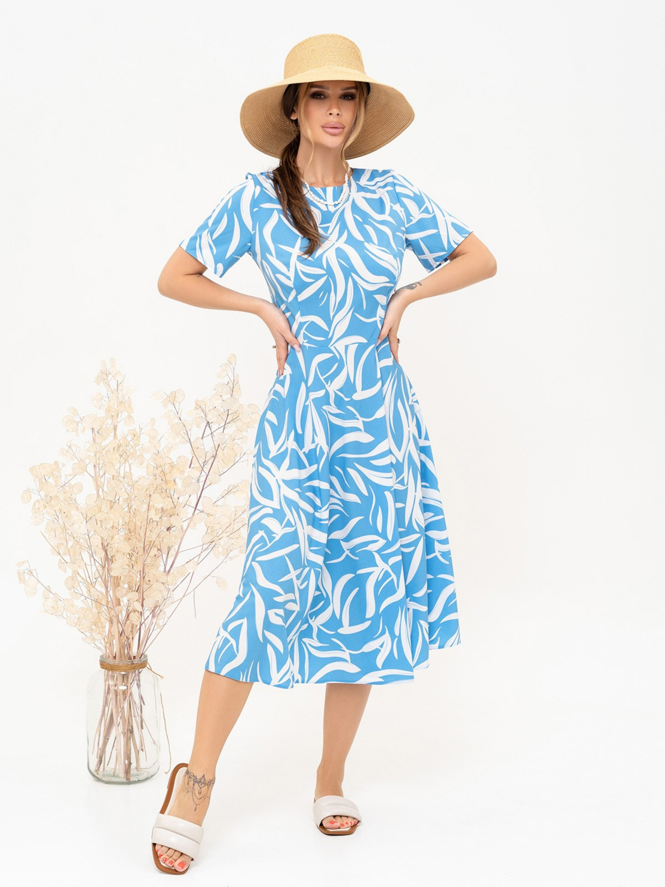 Платье миди ISSA Plus модель 13891_blue Платье миди ISSA Plus модель 13891_blue Фото