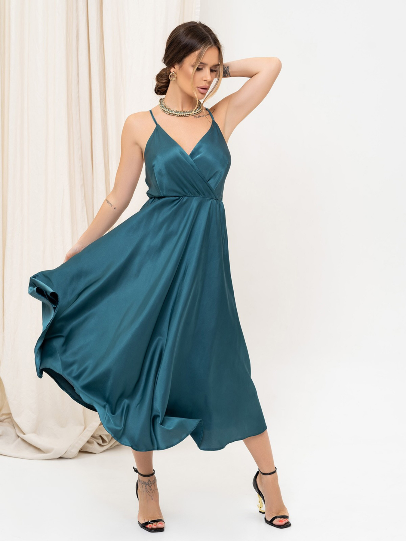 Сукня максі ISSA Plus модель 13917_green Фото