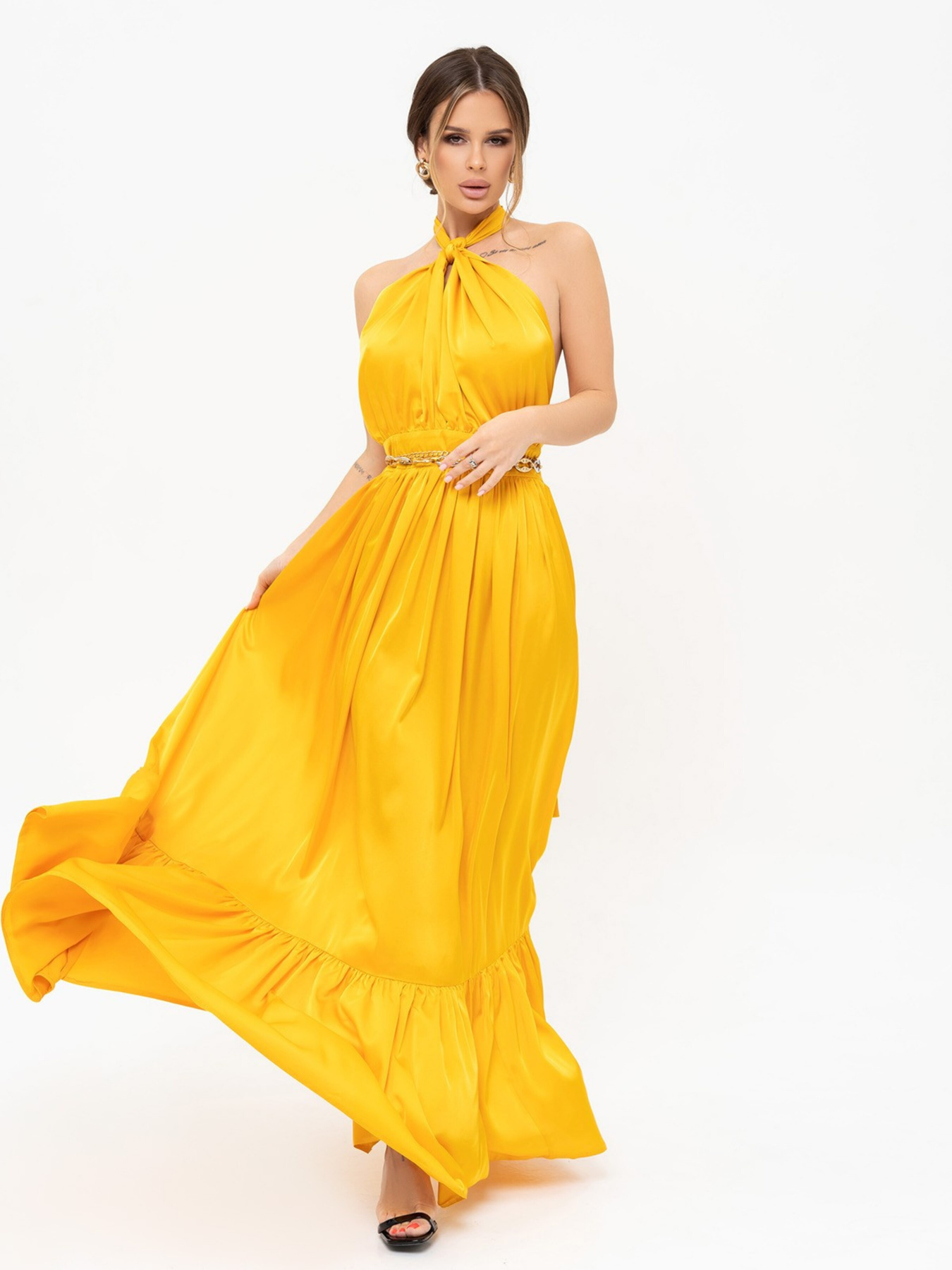 Сукня максі ISSA Plus модель 13925_mustard Фото