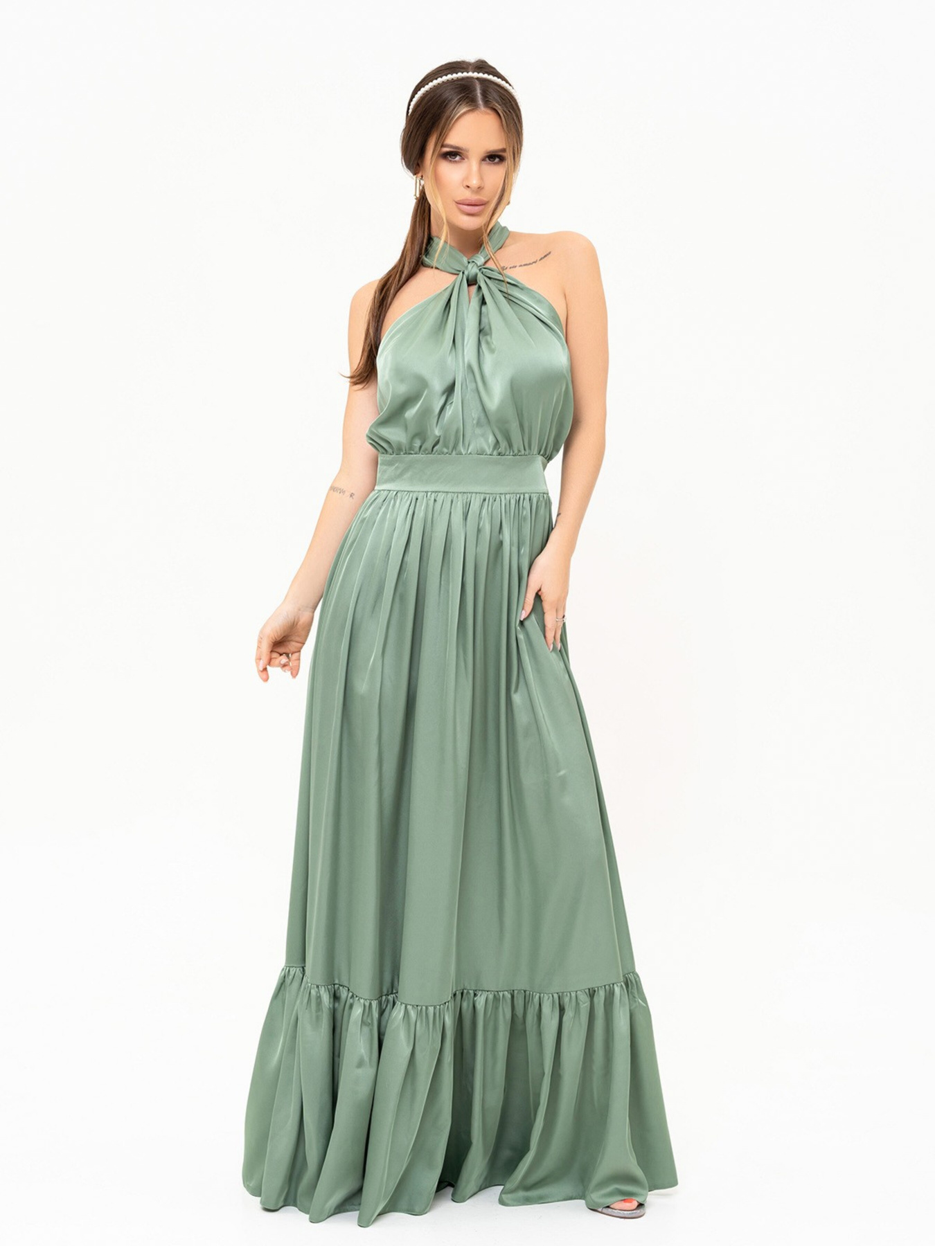 Сукня максі ISSA Plus модель 13925_olive Фото