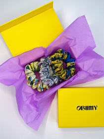 Набор из 3 резинок для волос из шелка с принтами украинской художницы. Obiimy модель K17x11x4x4 Фото