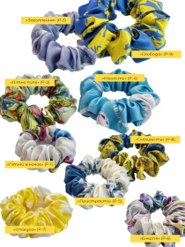 Резинка для волосся з натурального шовку "Літнє поле" Obiimy модель P-2K073 Фото