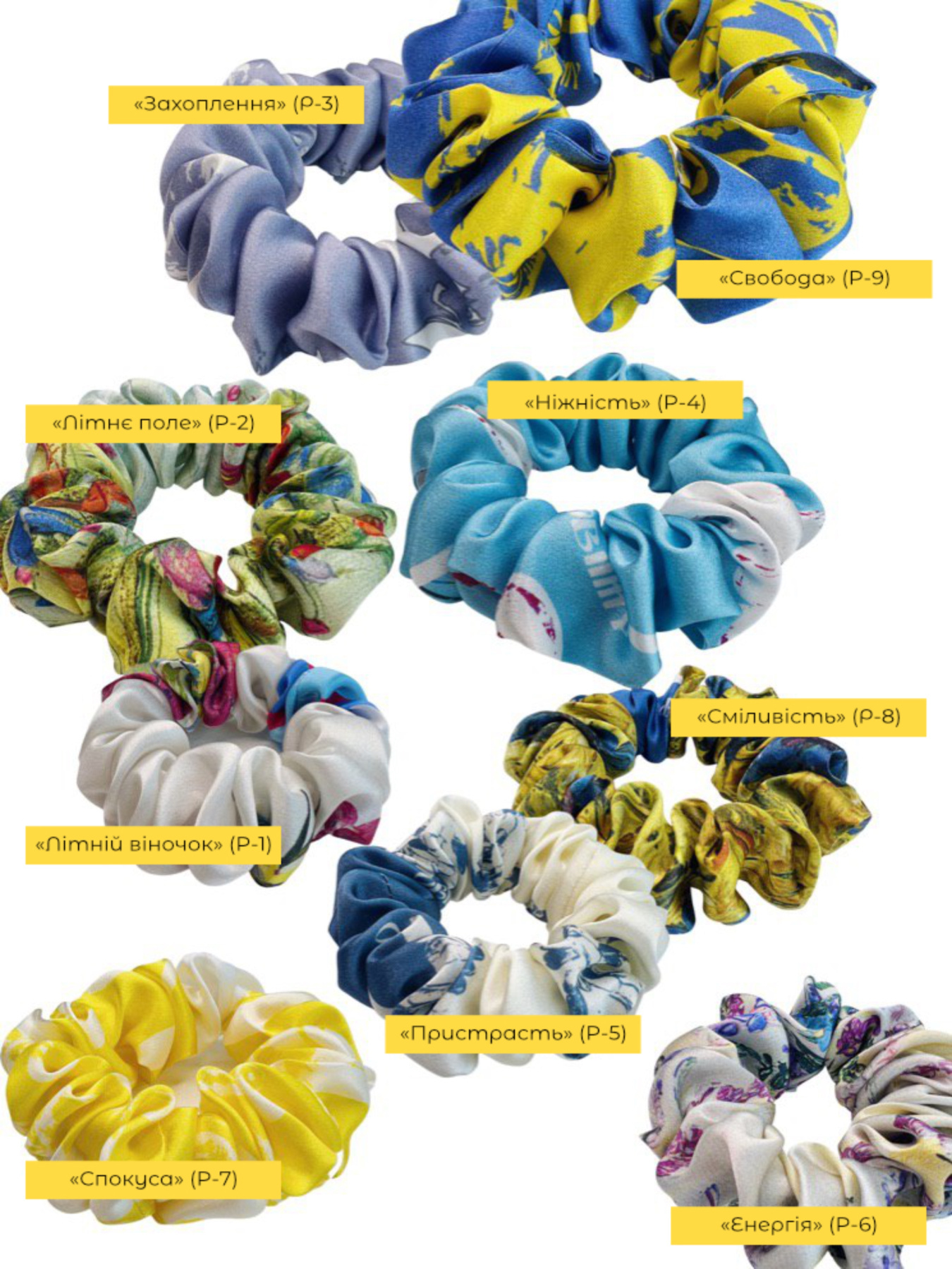 Резинка для волосся з натурального шовку "Захоплення" Obiimy модель P-3K073 Фото