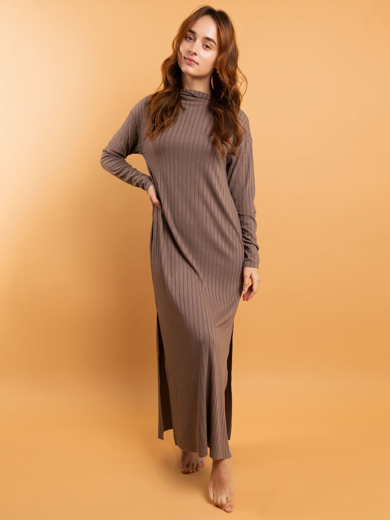 Платье макси Brabrabra модель HOM2216111_chocolate Платье макси Brabrabra модель HOM2216111_chocolate Фото