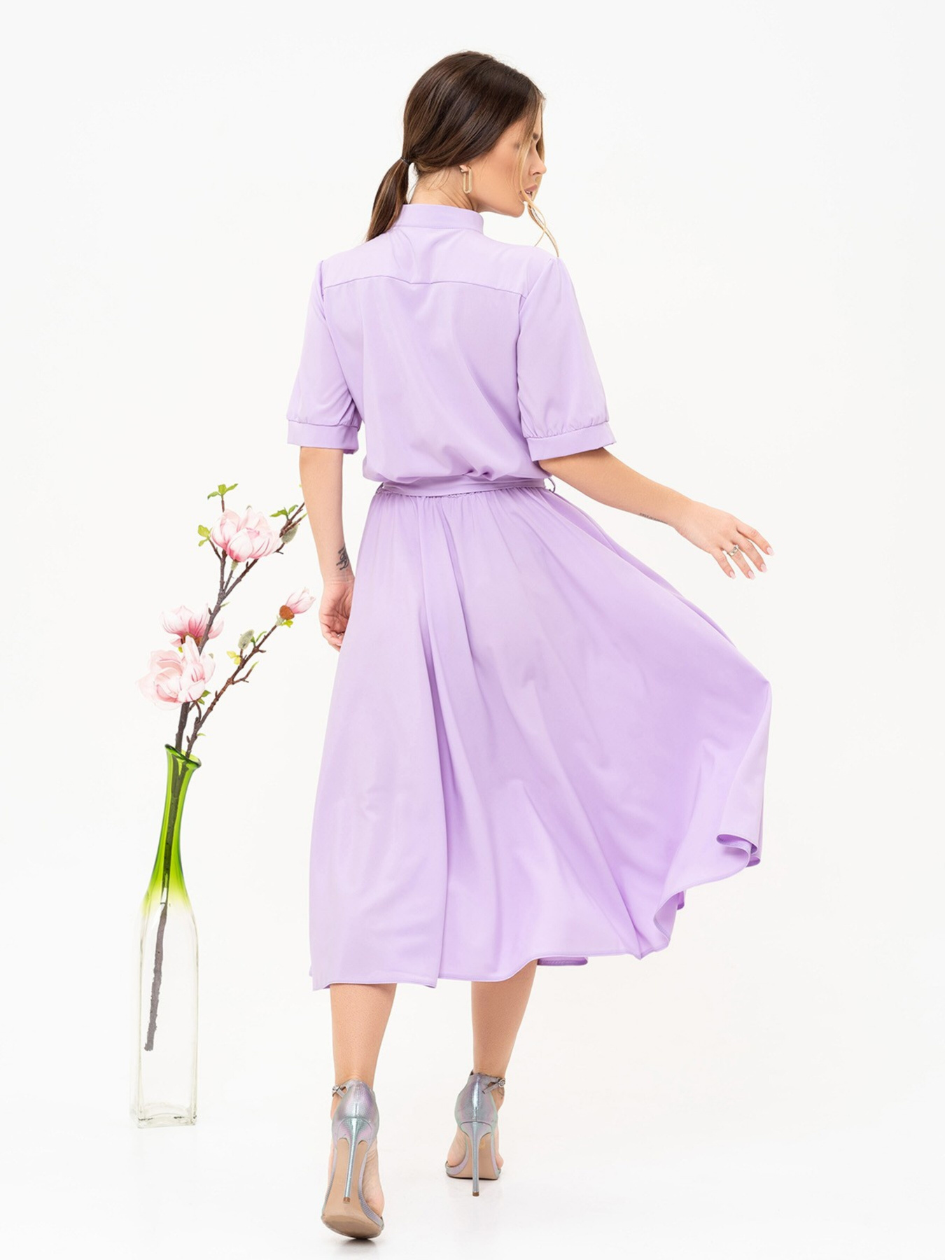 Сукня міді ISSA Plus модель 13909_lilac Фото