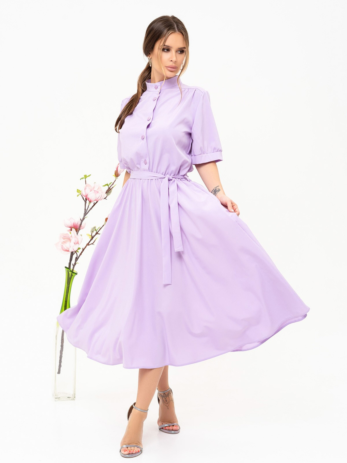 Сукня міді ISSA Plus модель 13909_lilac Фото