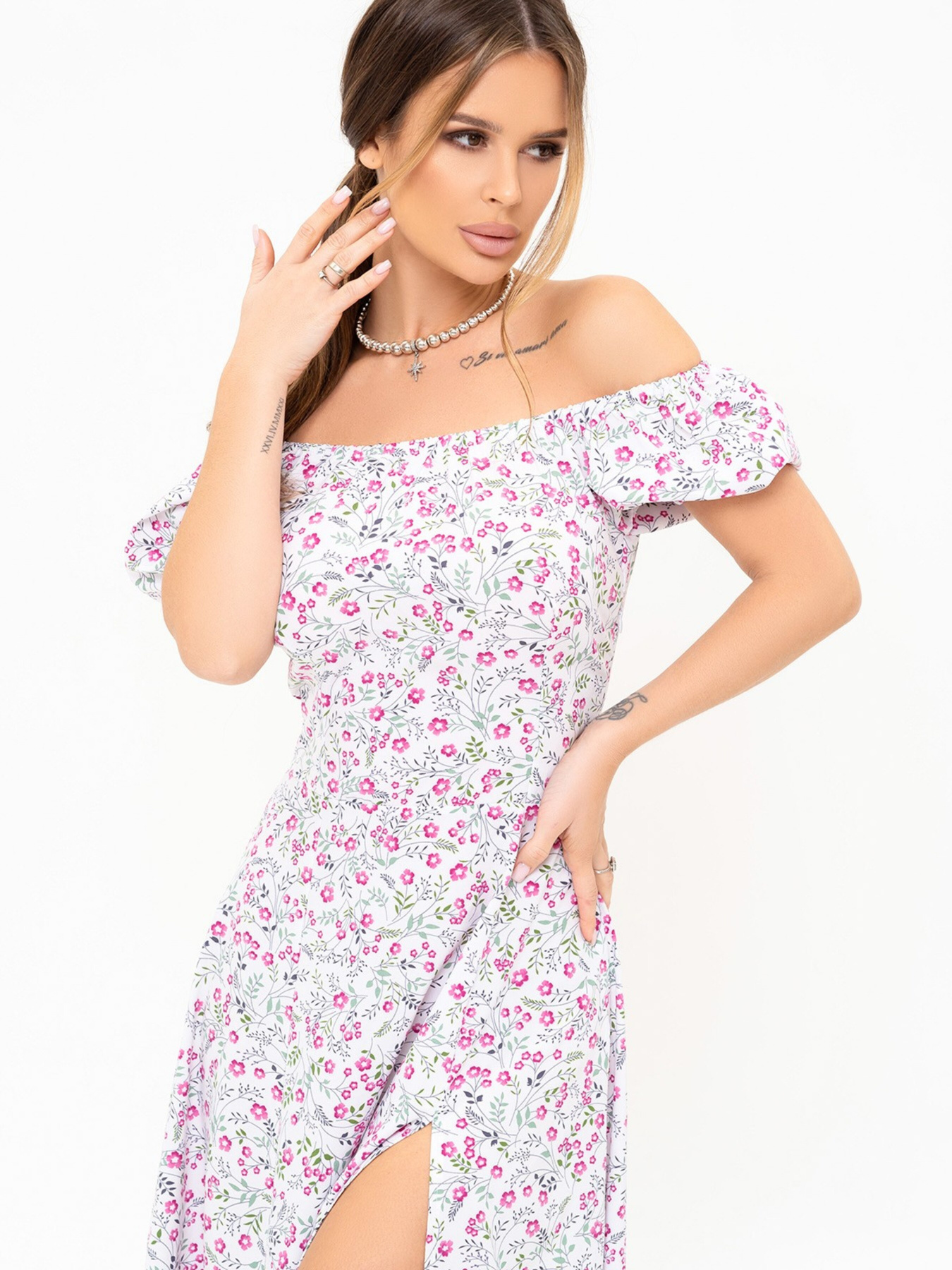 Платье миди ISSA Plus модель 13922_white Фото