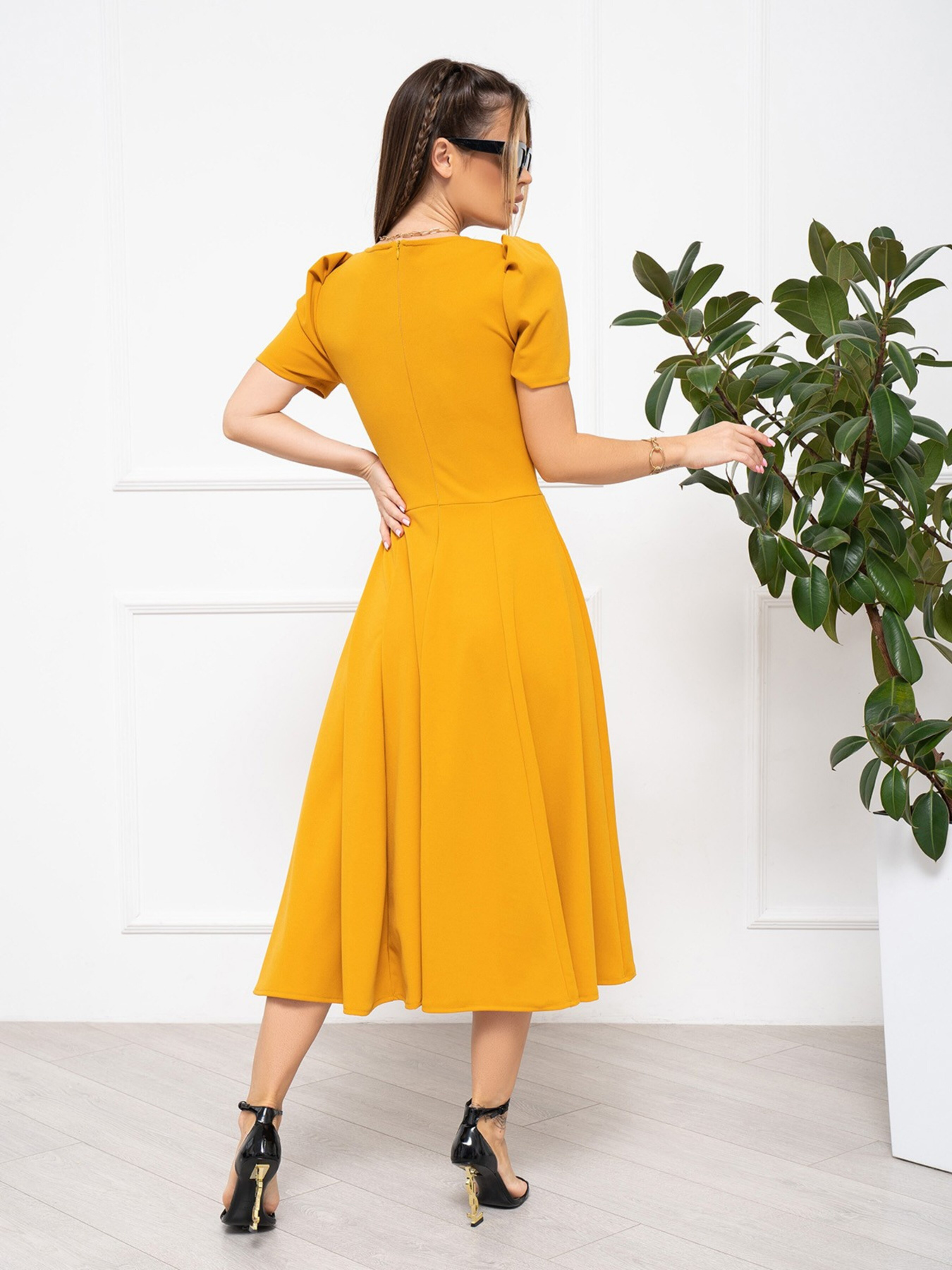 Платье миди ISSA Plus модель 13933_mustard Фото