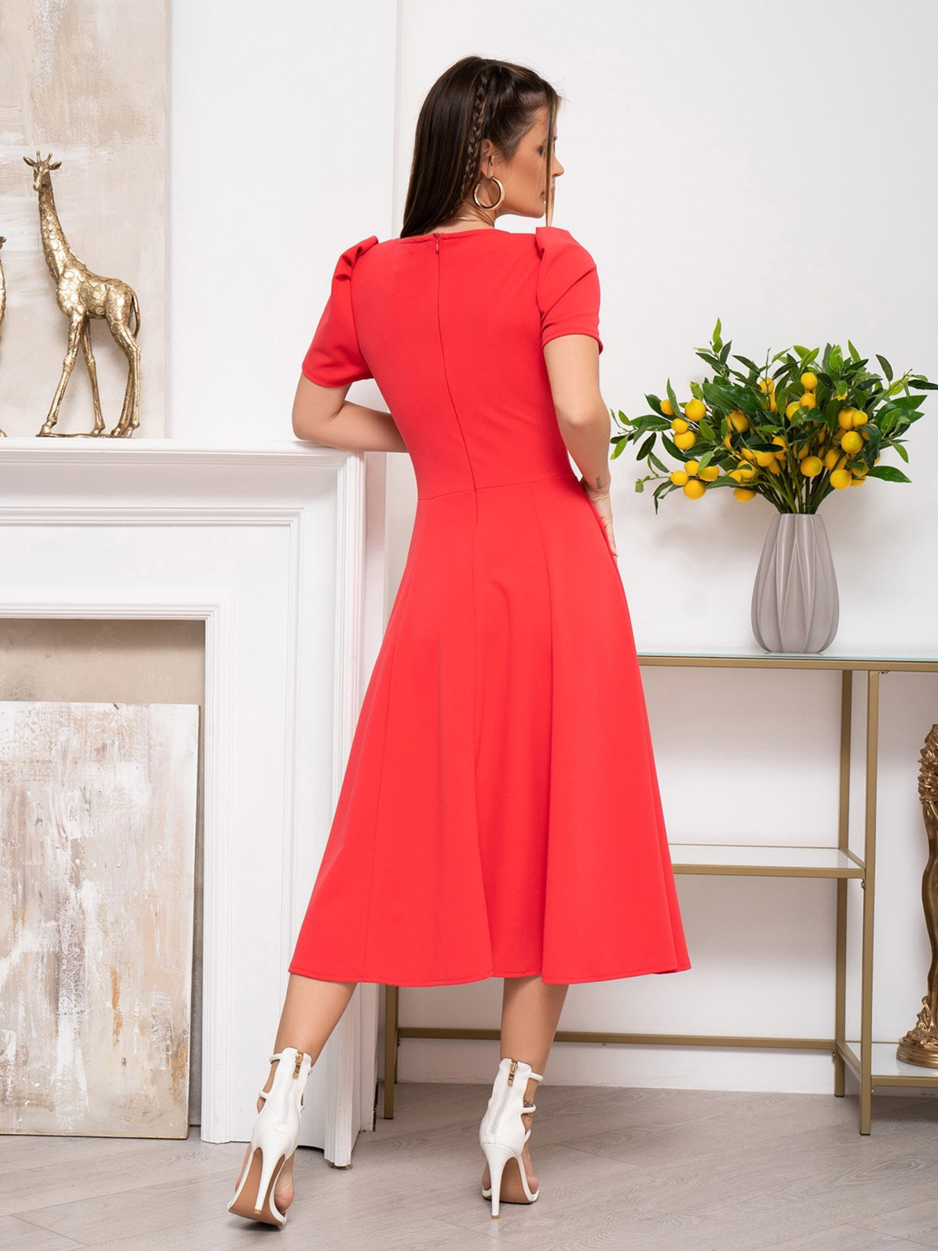 Сукня міді ISSA Plus модель 13933_coral Фото