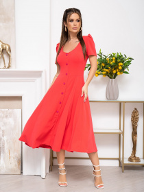Сукня міді ISSA Plus модель 13933_coral Фото
