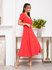 Сукня міді ISSA Plus модель 13933_coral Фото