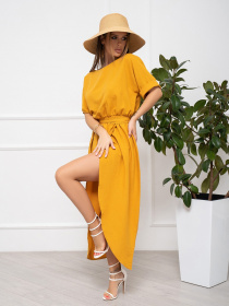 Платье миди ISSA Plus модель 13936_mustard Платье миди ISSA Plus модель 13936_mustard Фото