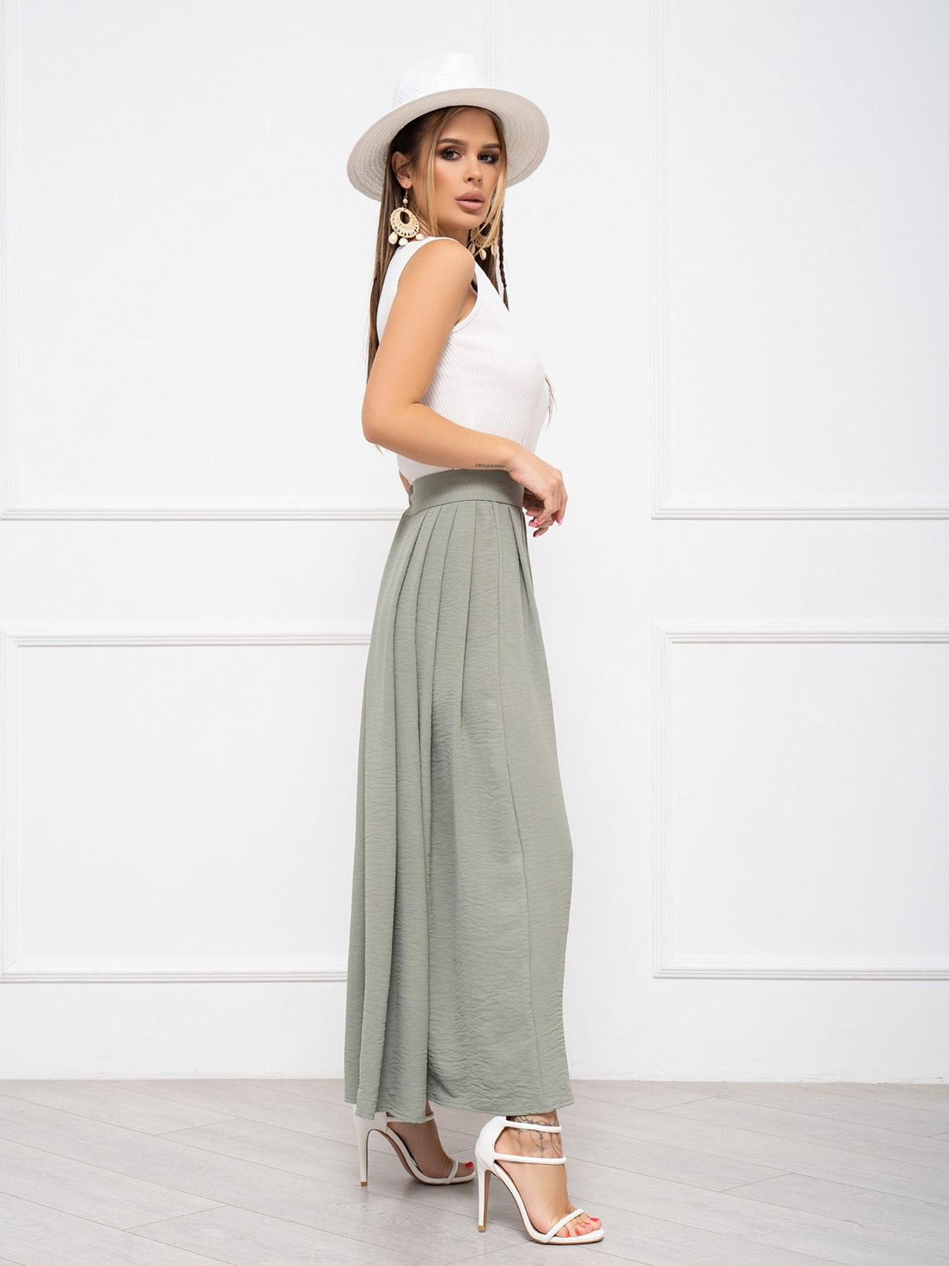 Юбка макси ISSA Plus модель 13938_olive Фото