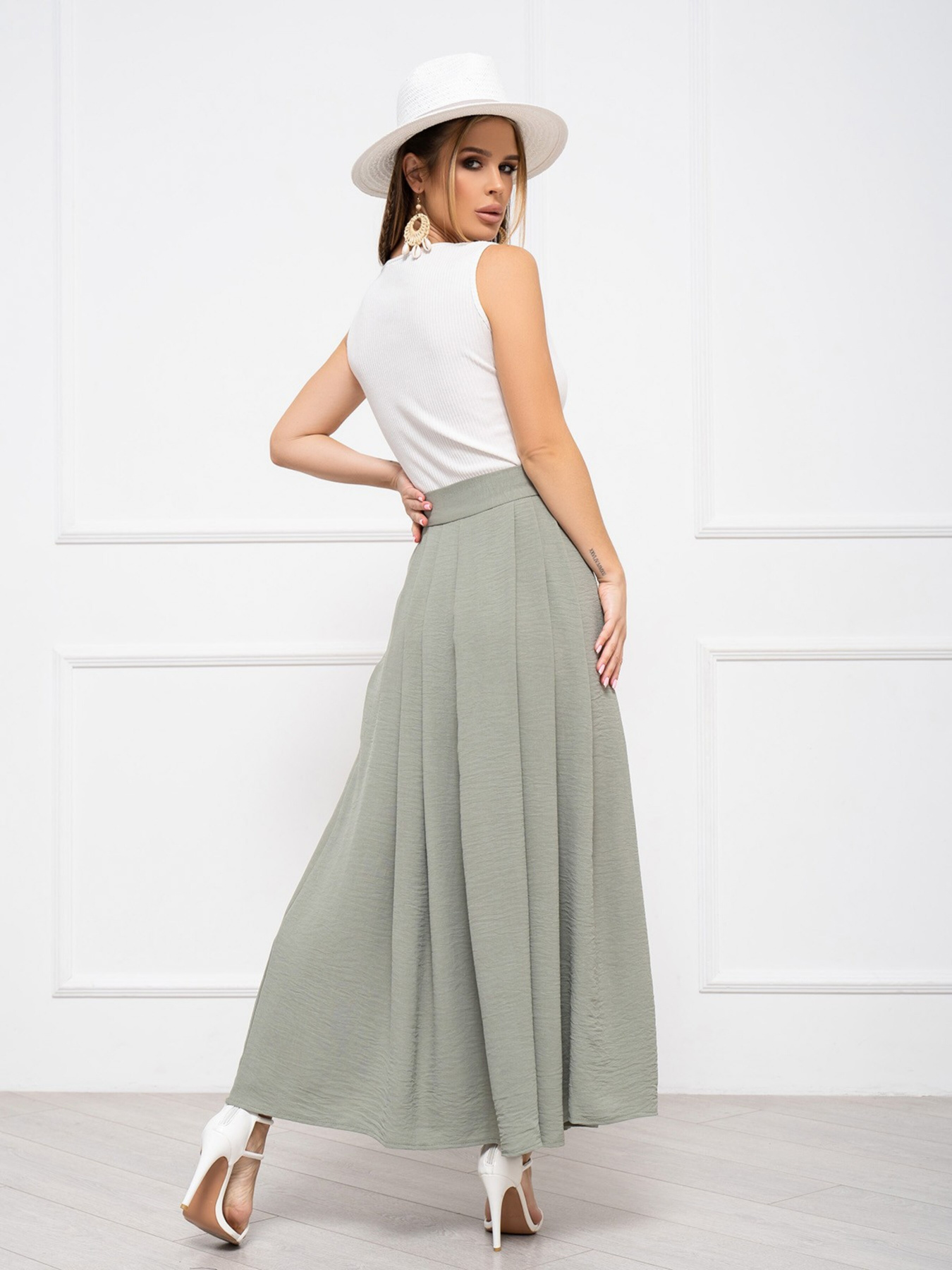 Юбка макси ISSA Plus модель 13938_olive Фото