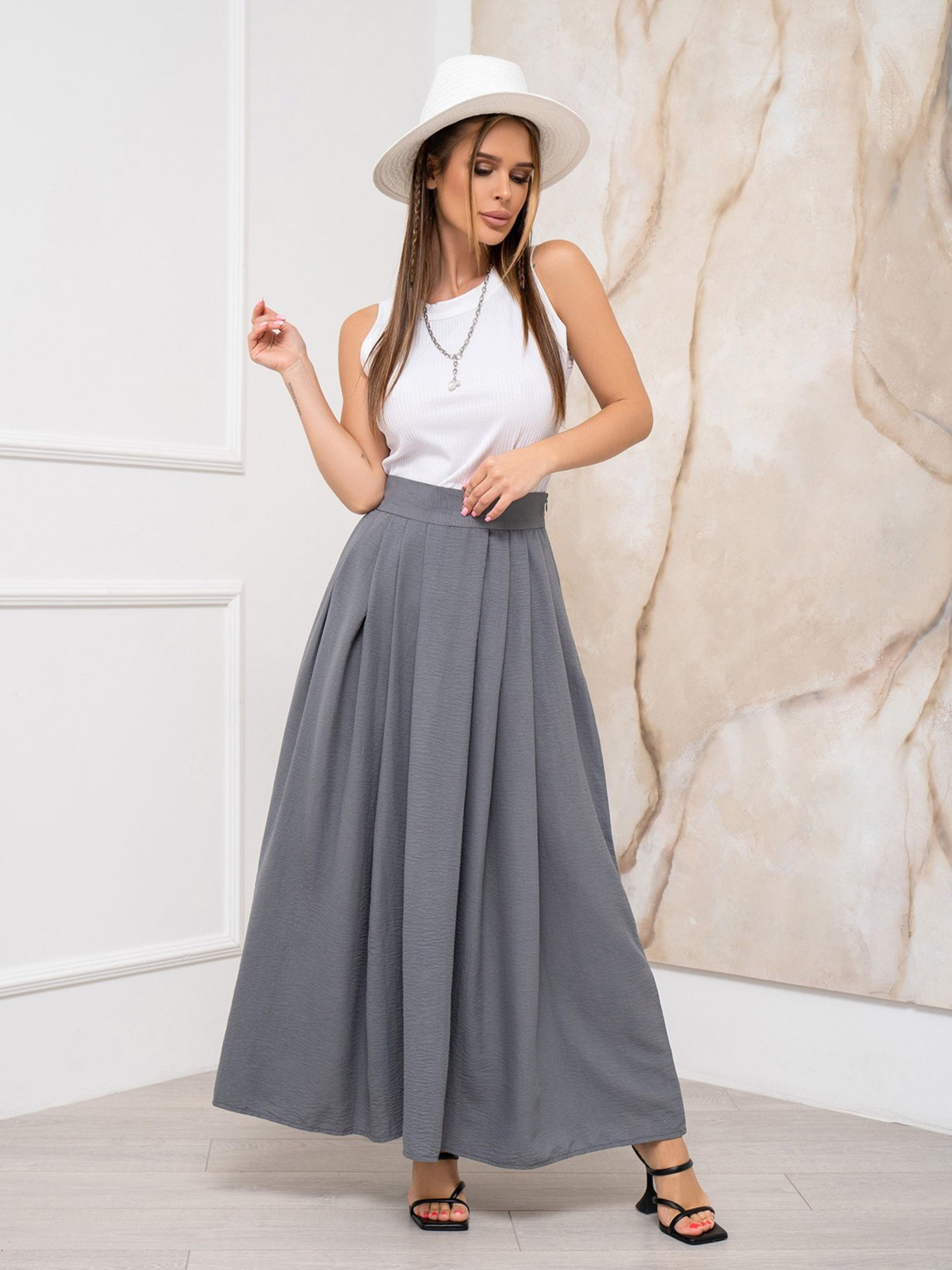 Юбка макси ISSA Plus модель 13938_grey Фото