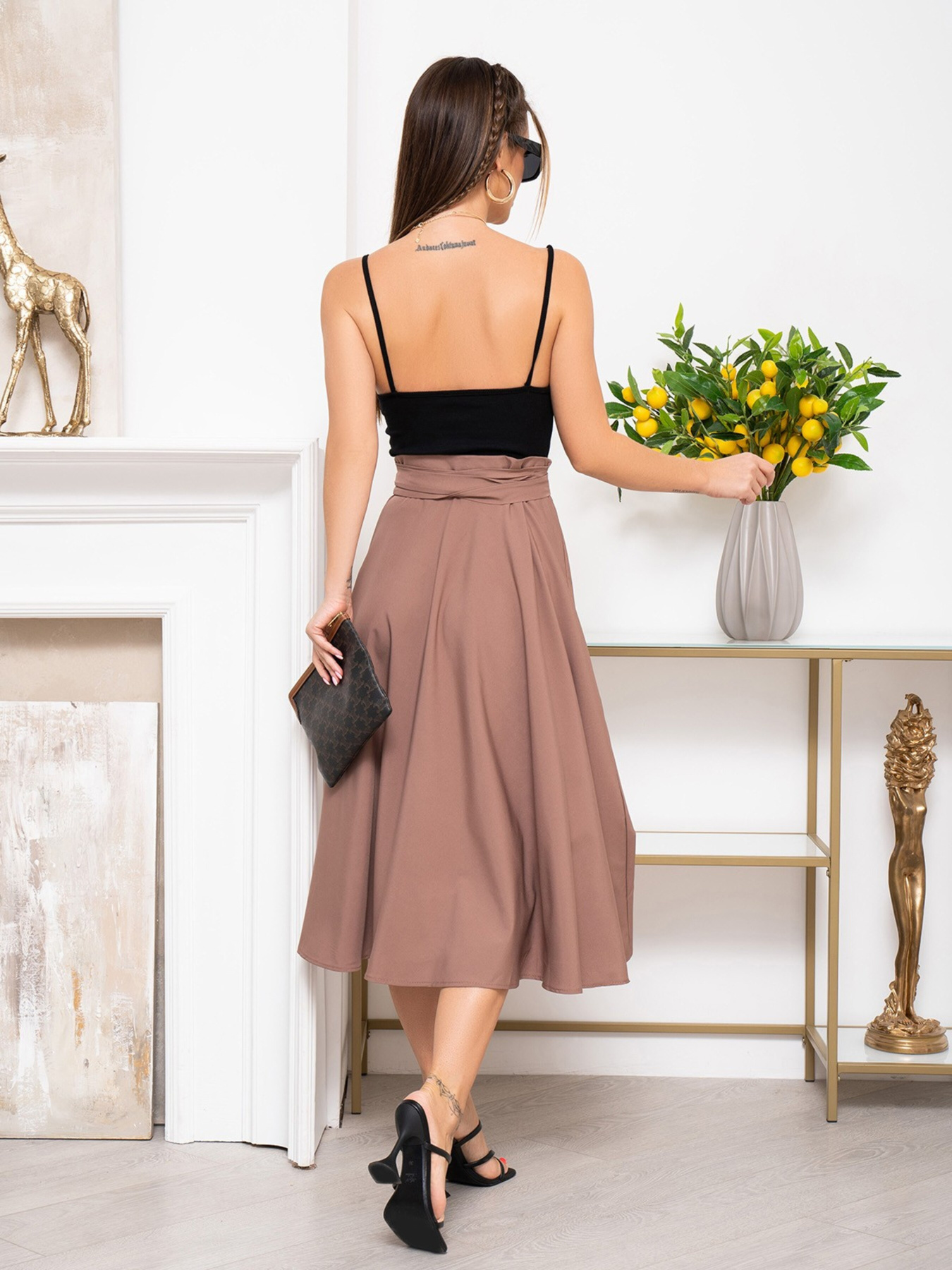 Юбка миди ISSA Plus модель 13940_brown Фото