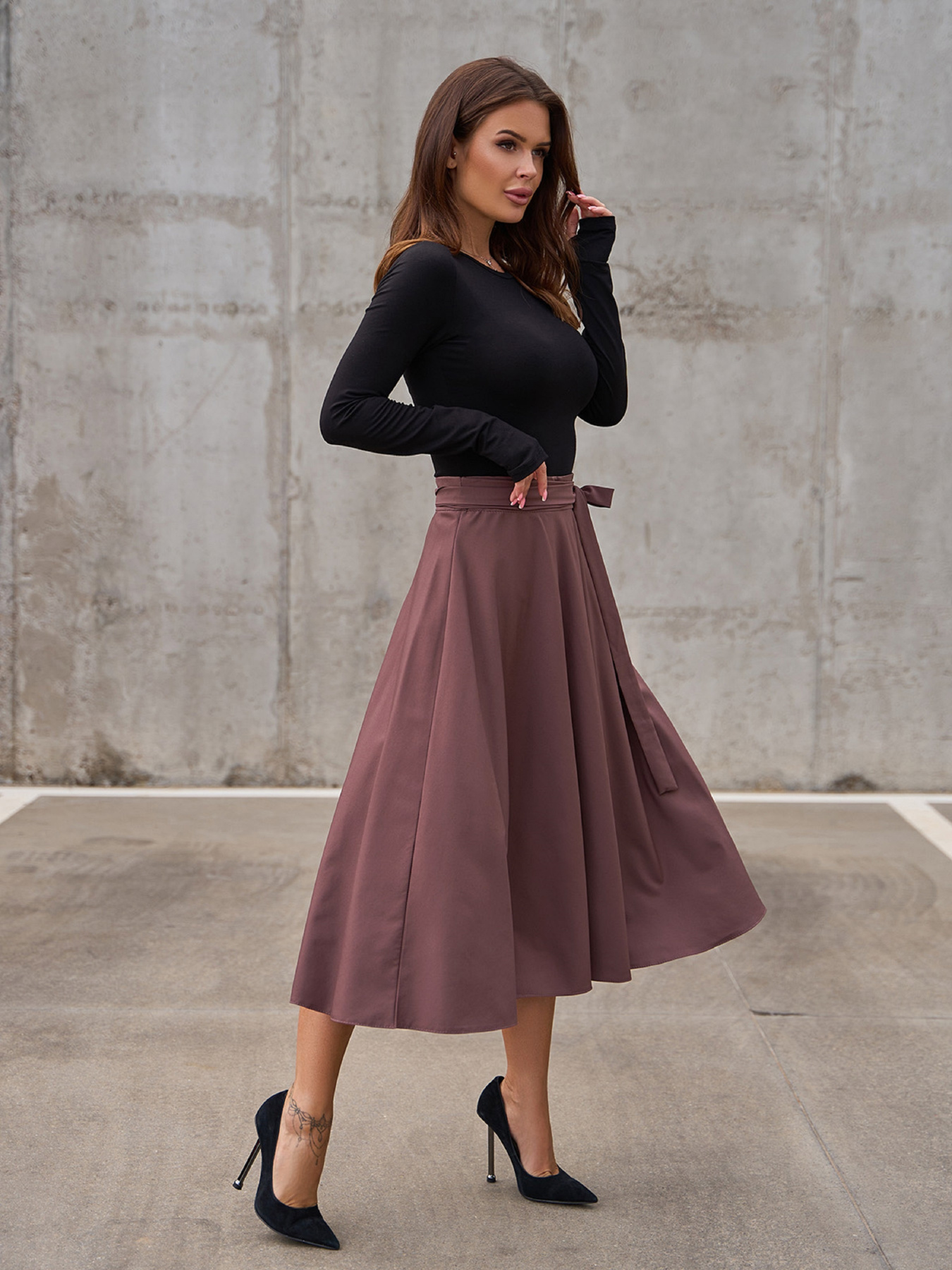 Юбка миди ISSA Plus модель 13940_brown Фото