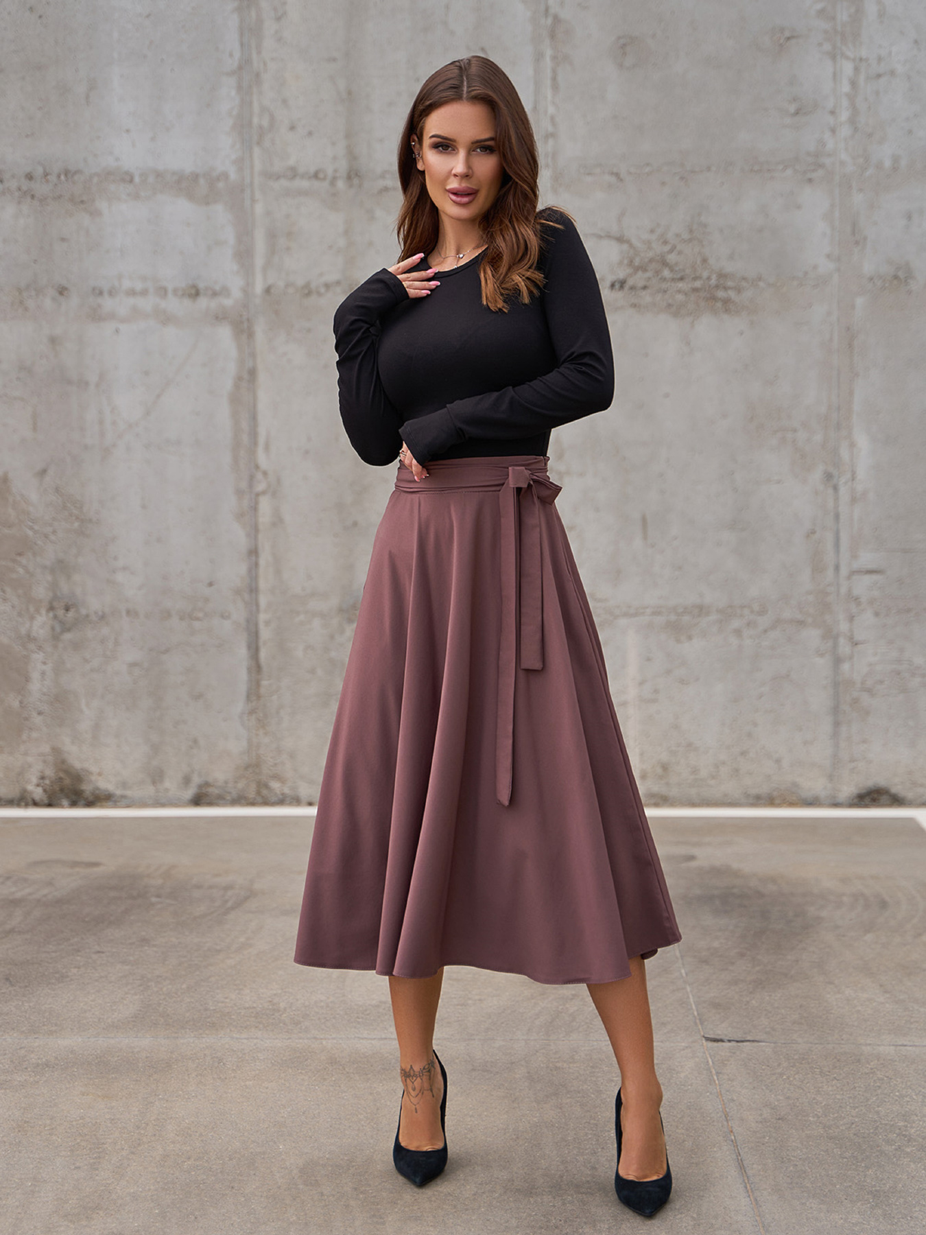 Юбка миди ISSA Plus модель 13940_brown Фото