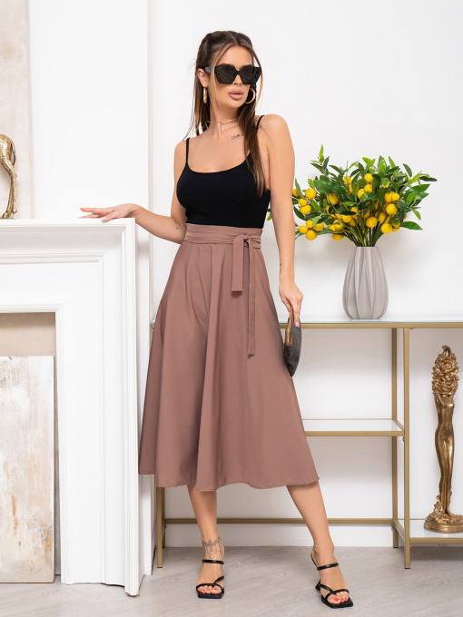 Спідниця міді ISSA Plus модель 13940_brown Фото