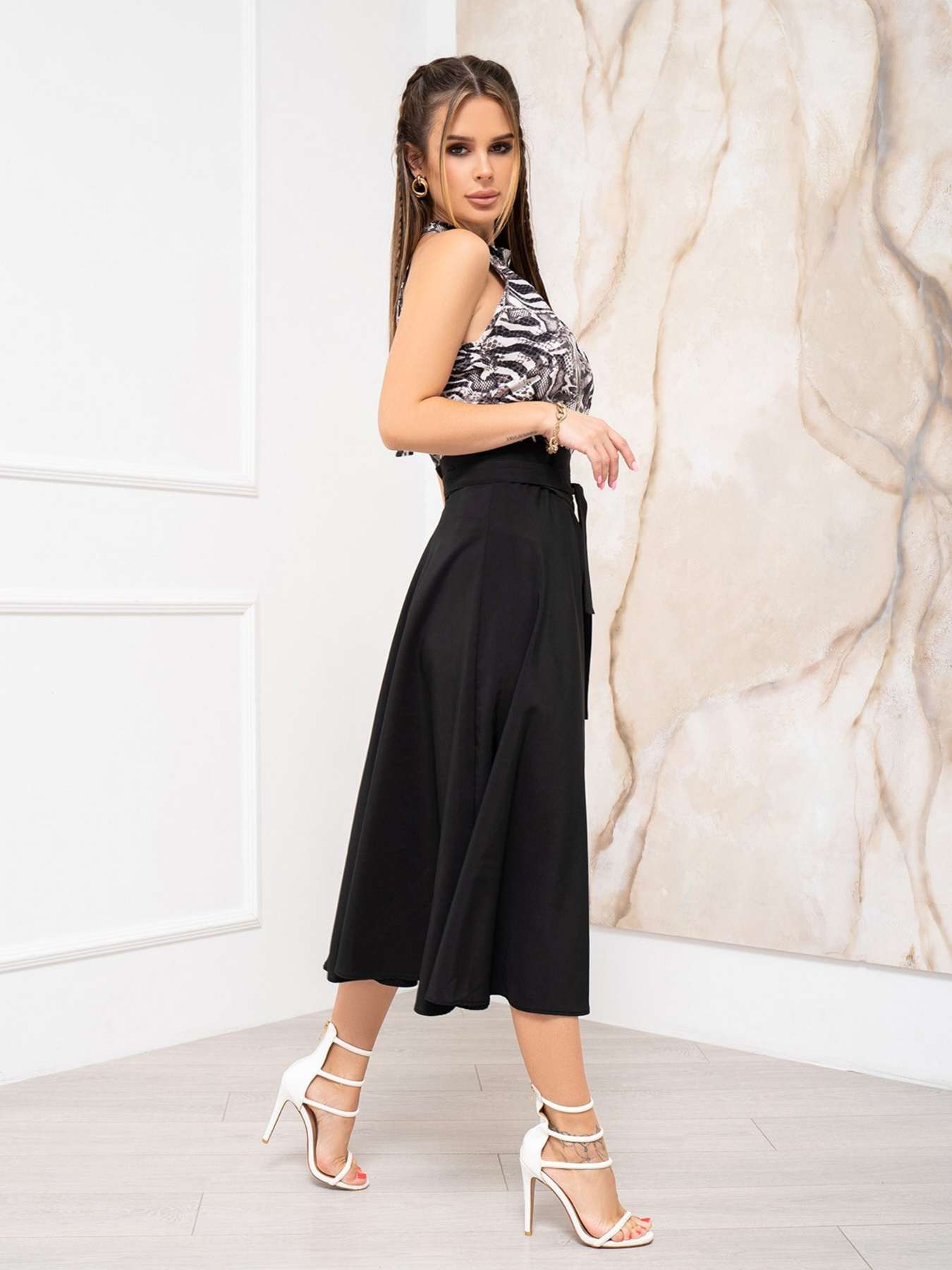 Юбка миди ISSA Plus модель 13940_black Фото