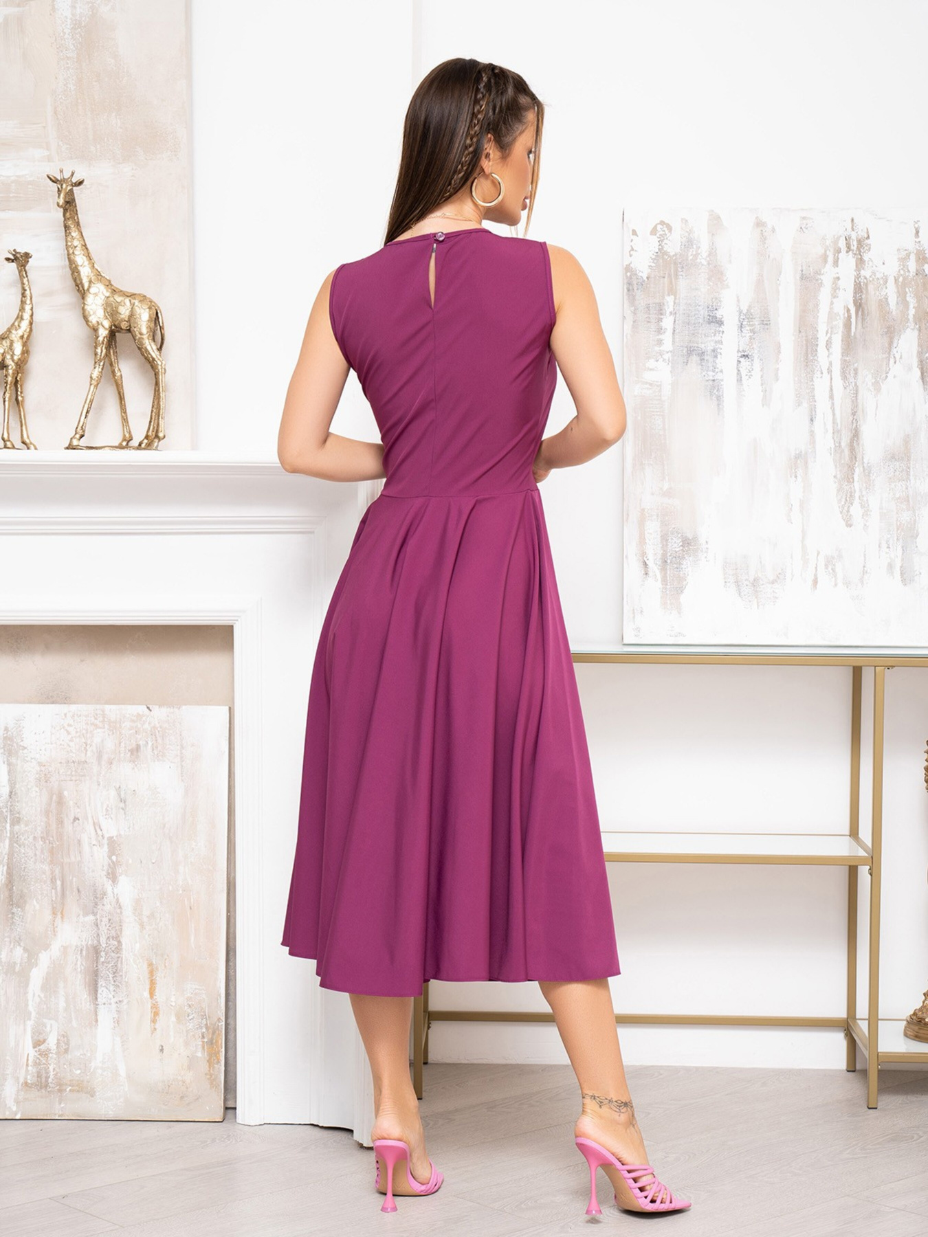 Сукня міді ISSA Plus модель 13944_purple Сукня міді ISSA Plus модель 13944_purple Фото