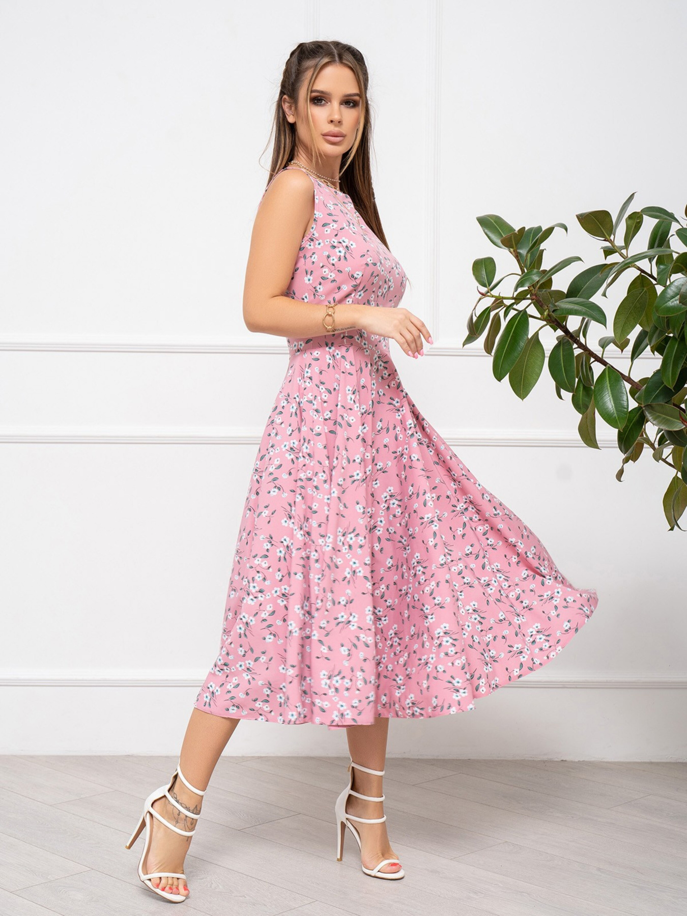 Сукня міді ISSA Plus модель 13945_pink Фото