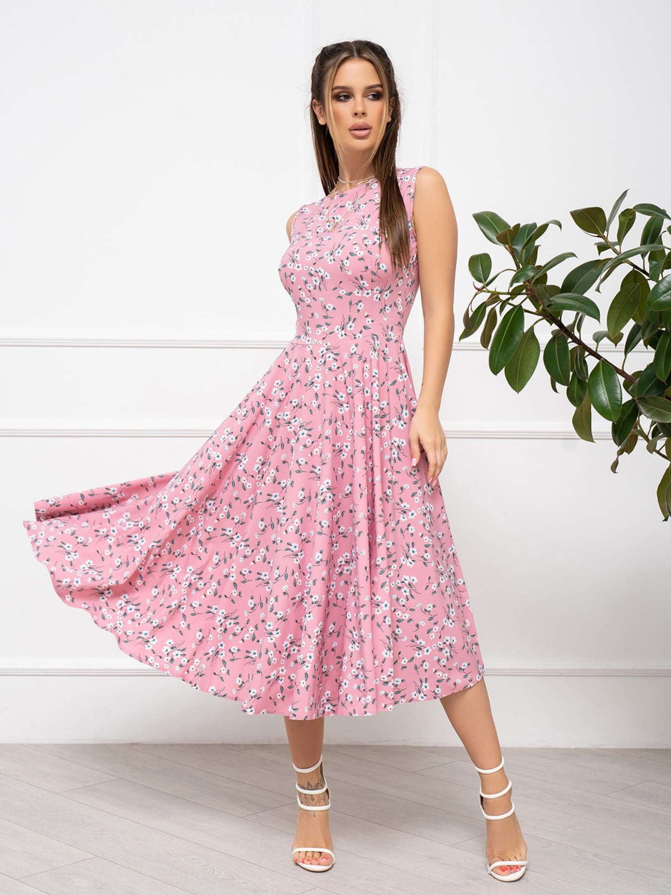 Сукня міді ISSA Plus модель 13945_pink Фото