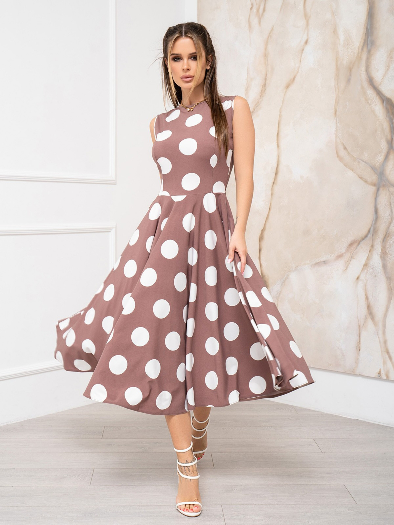 Платье миди ISSA Plus модель 13946_brown Фото