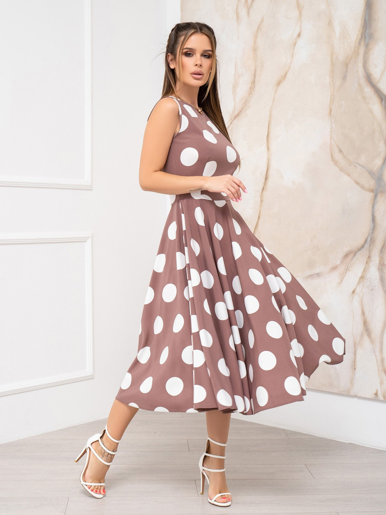 Платье миди ISSA Plus модель 13946_brown Платье миди ISSA Plus модель 13946_brown Фото