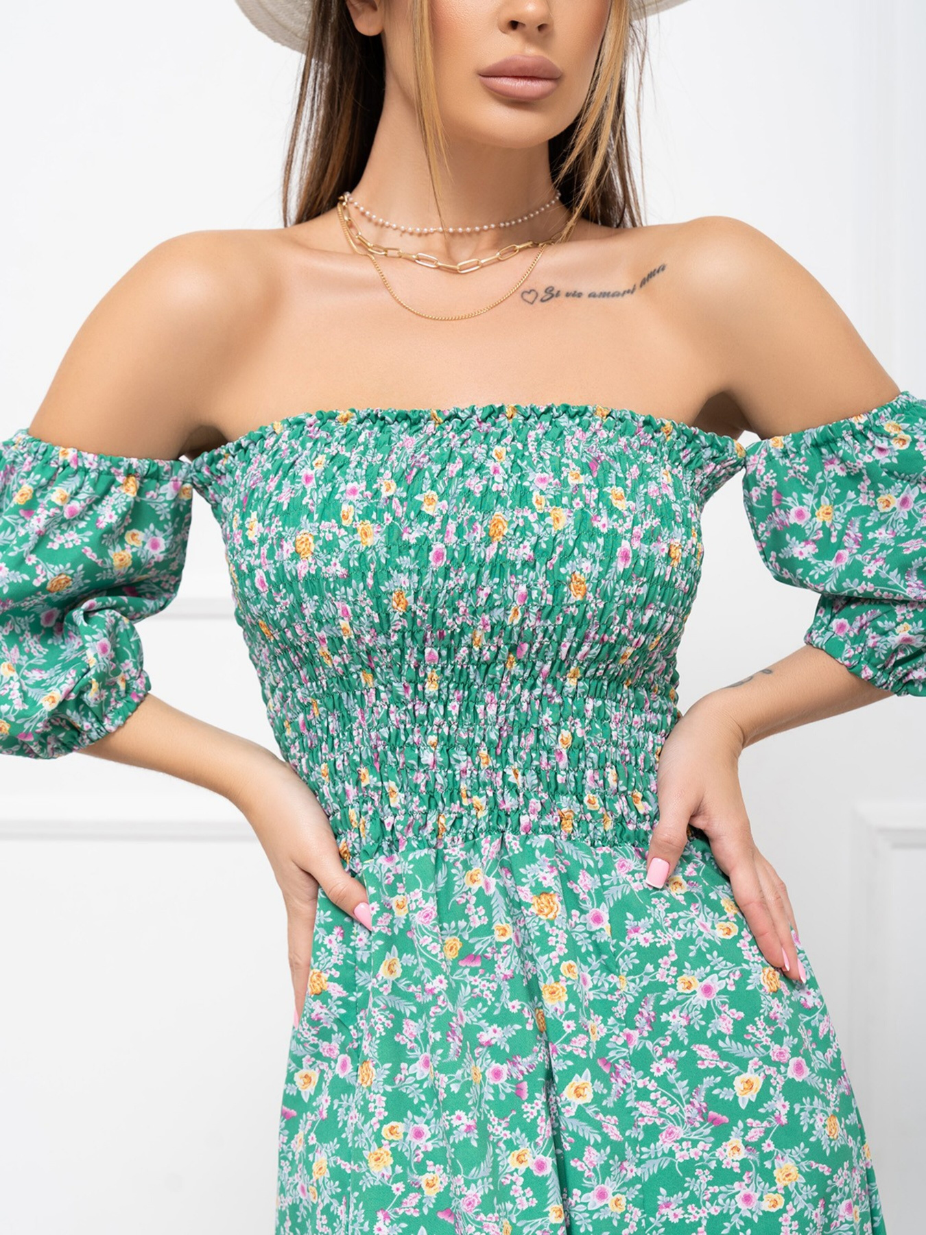 Платье макси ISSA Plus модель SA-252A_green Фото