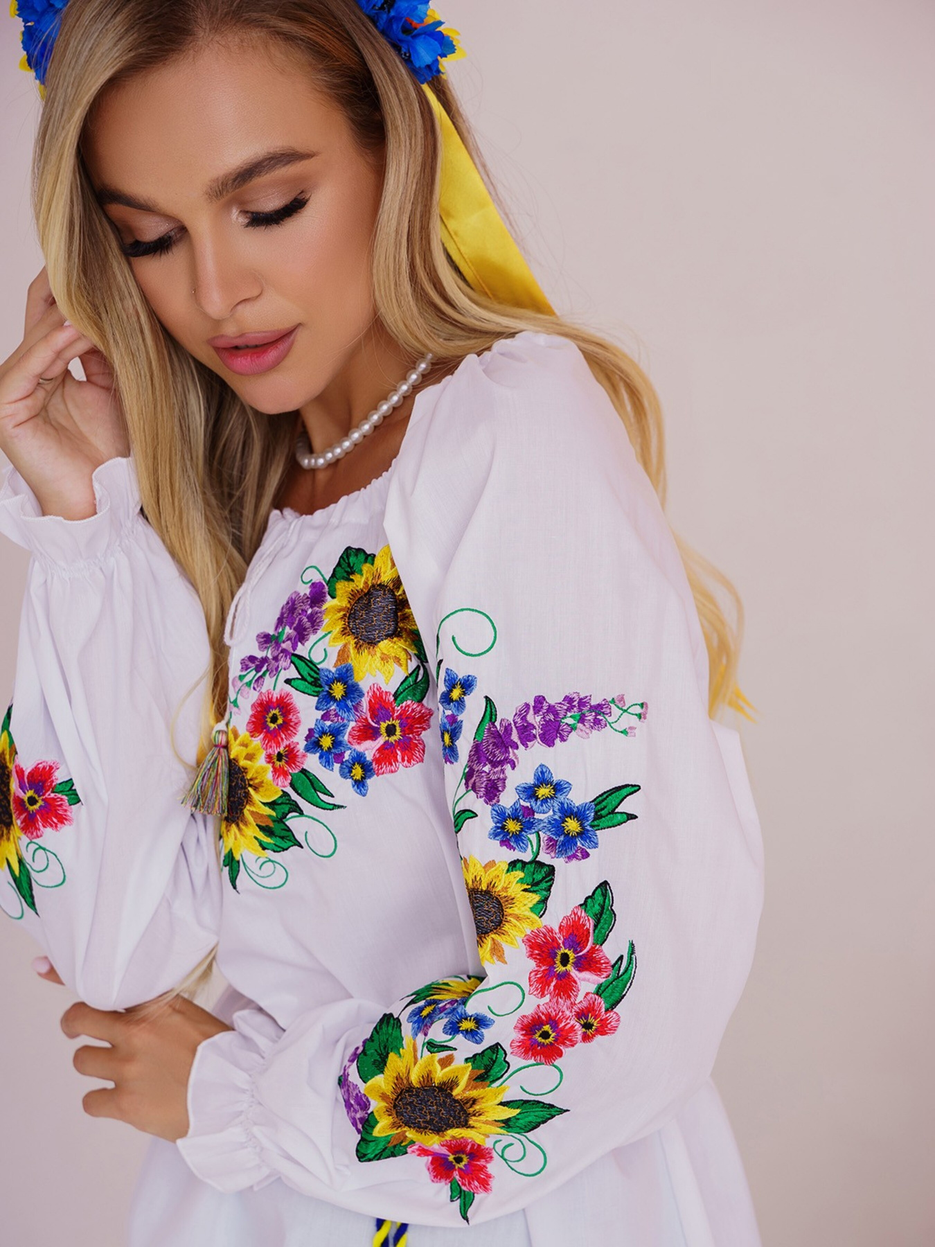 Вышитая рубашка ISSA Plus модель WN20-305_белый Фото