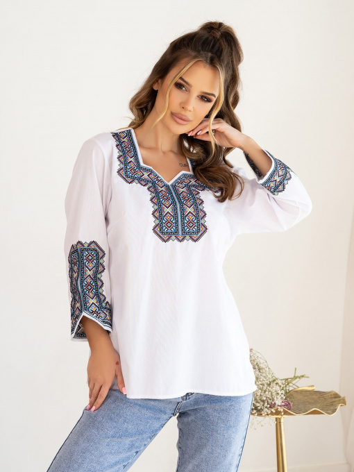 Вишита сорочка ISSA Plus модель WN20-487_whiteblue Фото