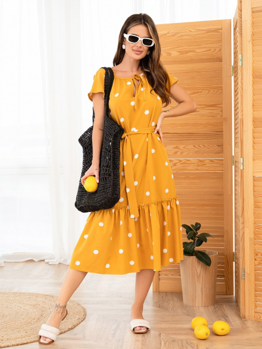 Платье миди ISSA Plus модель 13954_mustard Фото