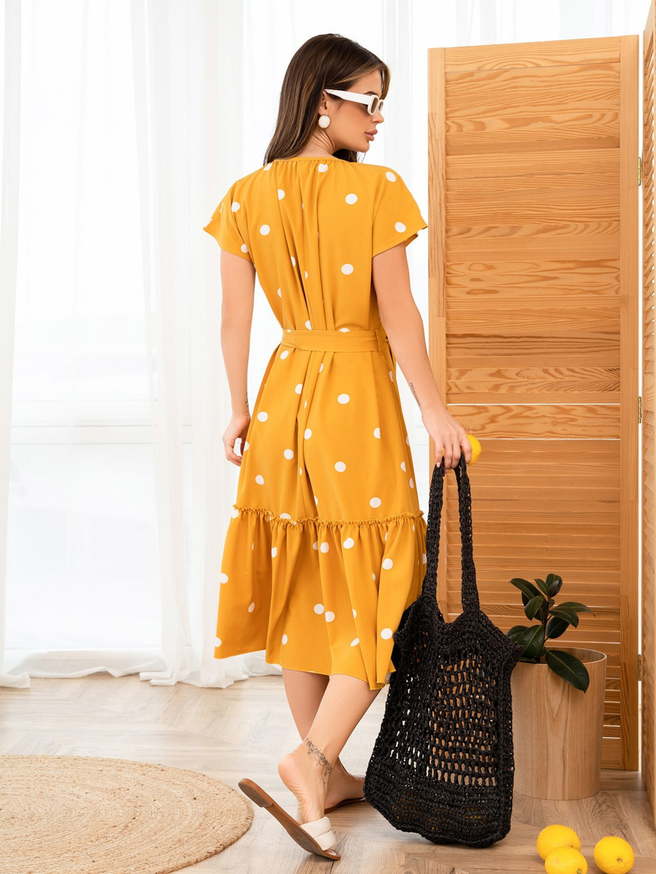 Платье миди ISSA Plus модель 13954_mustard Платье миди ISSA Plus модель 13954_mustard Фото