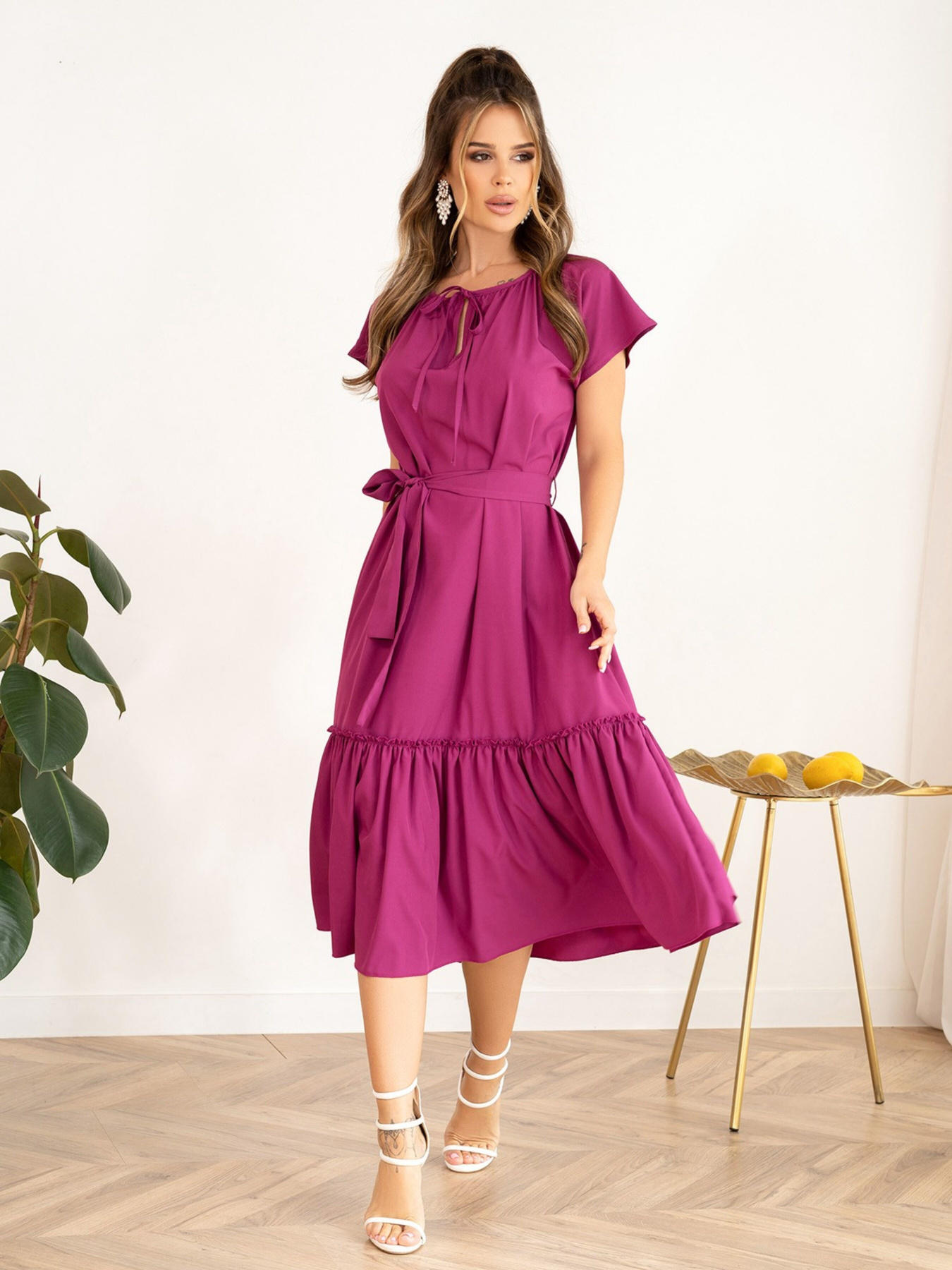 Сукня міді ISSA Plus модель 13955_purple Фото