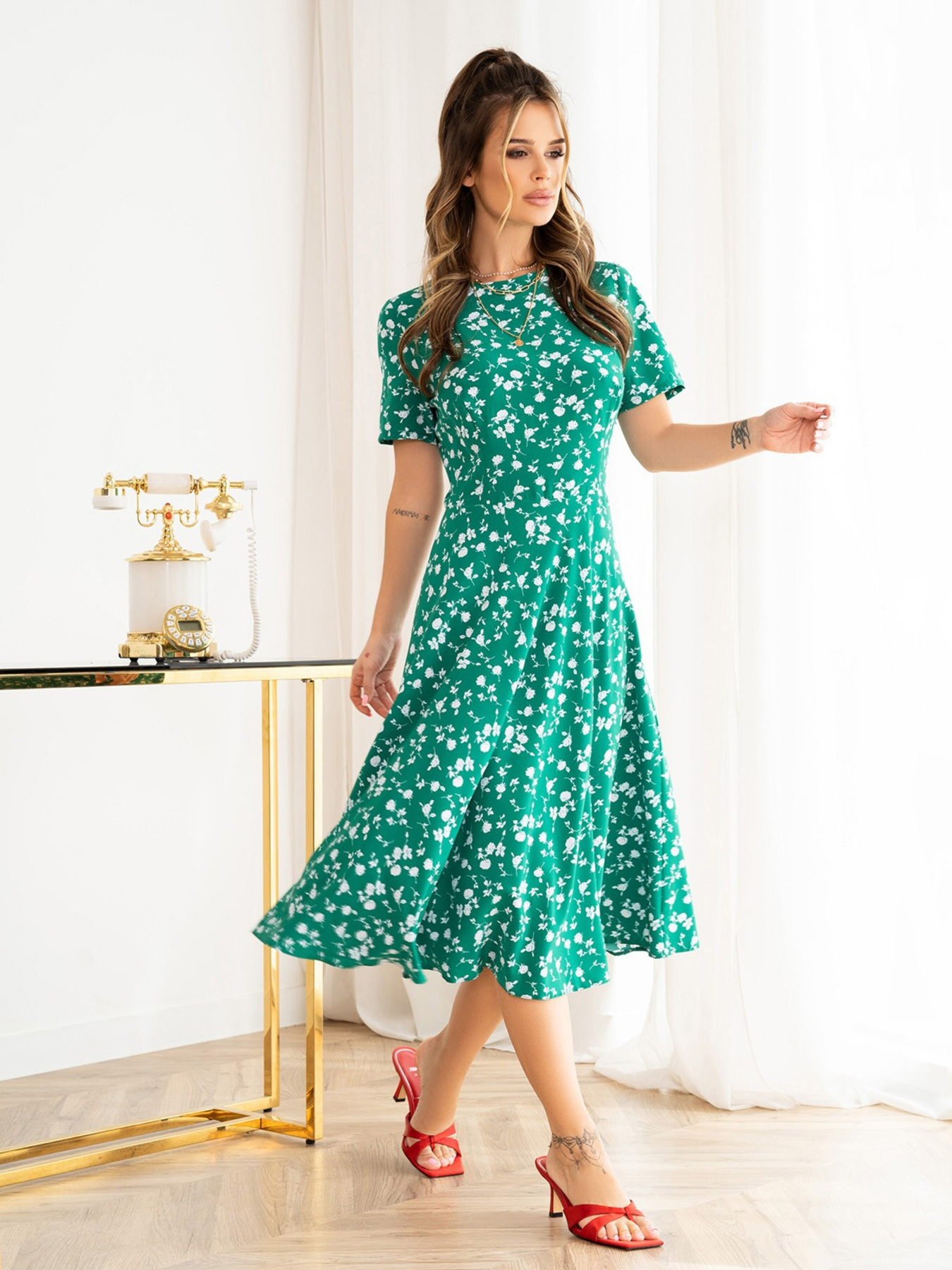 Платье миди ISSA Plus модель 13963_green Фото