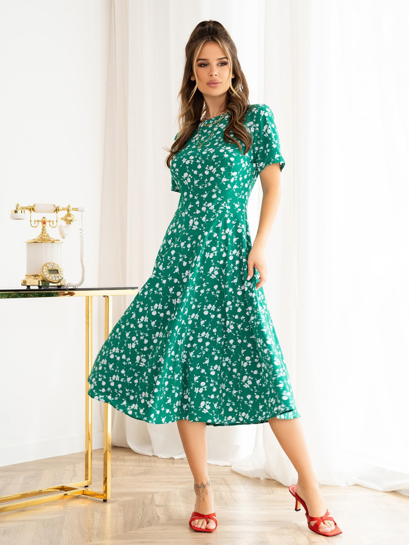 Платье миди ISSA Plus модель 13963_green Фото