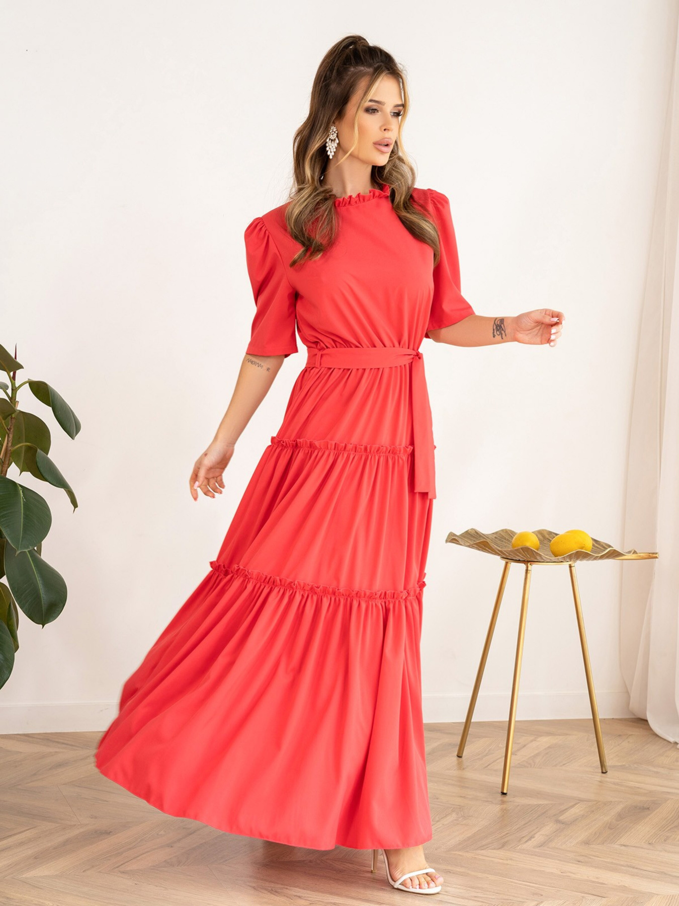 Сукня максі ISSA Plus модель 13974_crimson Фото