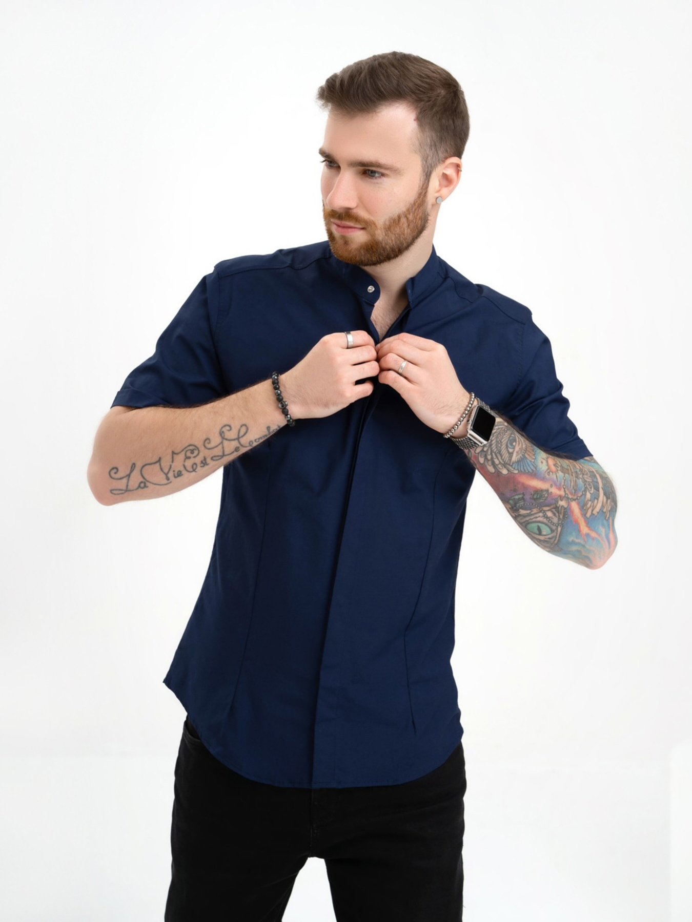 Сорочка ISSA Plus модель GN4-128_darkblue Фото