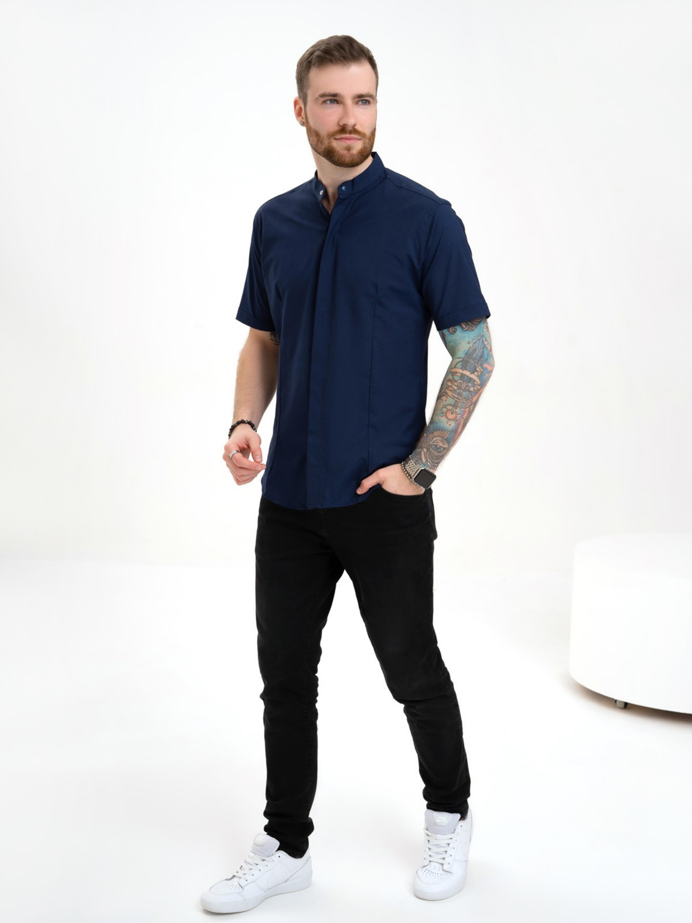 Сорочка повсякденна ISSA Plus модель GN4-128_darkblue Фото