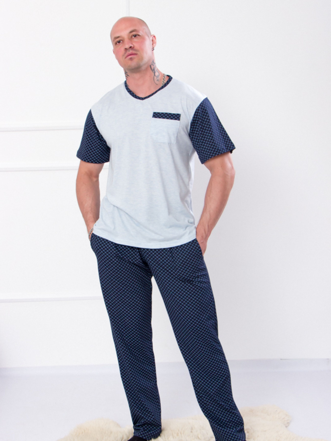 Пижама Носи своє модель 8094-002-rombi-chornilxno-sinj Фото