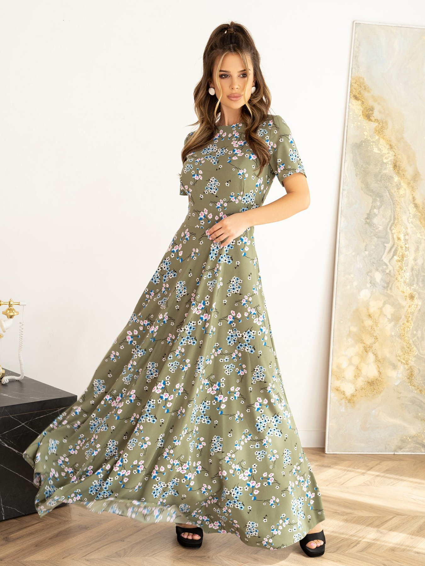 Сукня максі ISSA Plus модель 13994_khaki Фото