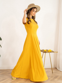 Платье макси ISSA Plus модель 13995_mustard Фото